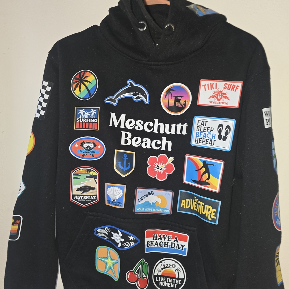 Vintage Inspired Patched Hoodie with Patch Work - Picture 3 of 7